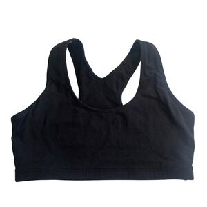 Marika Sports Bra Vintage 90s Black Cotton Blend Racerback Small Made in USA
